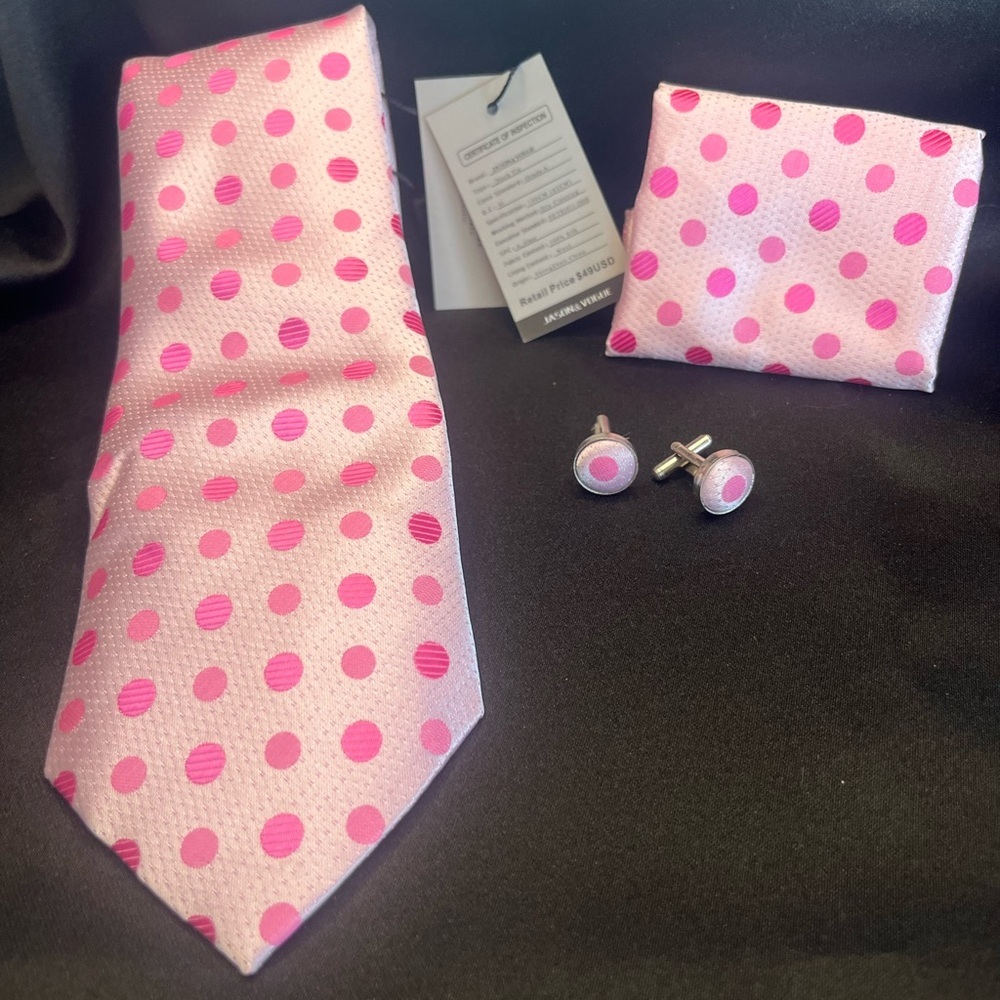 Pink Polka Dot Tie Set-NWT-